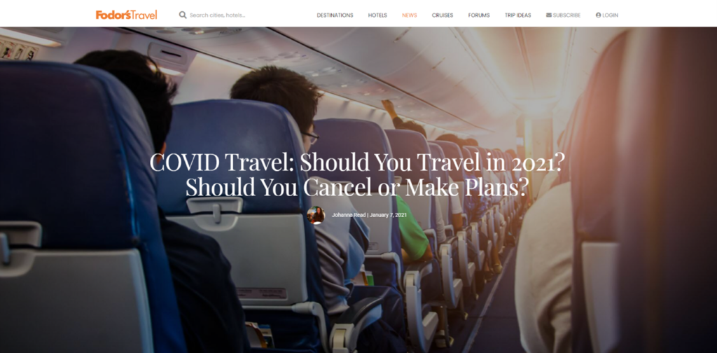 CASE STUDY: A screen shot of an article from Fodors Travel that featured the HeartForm