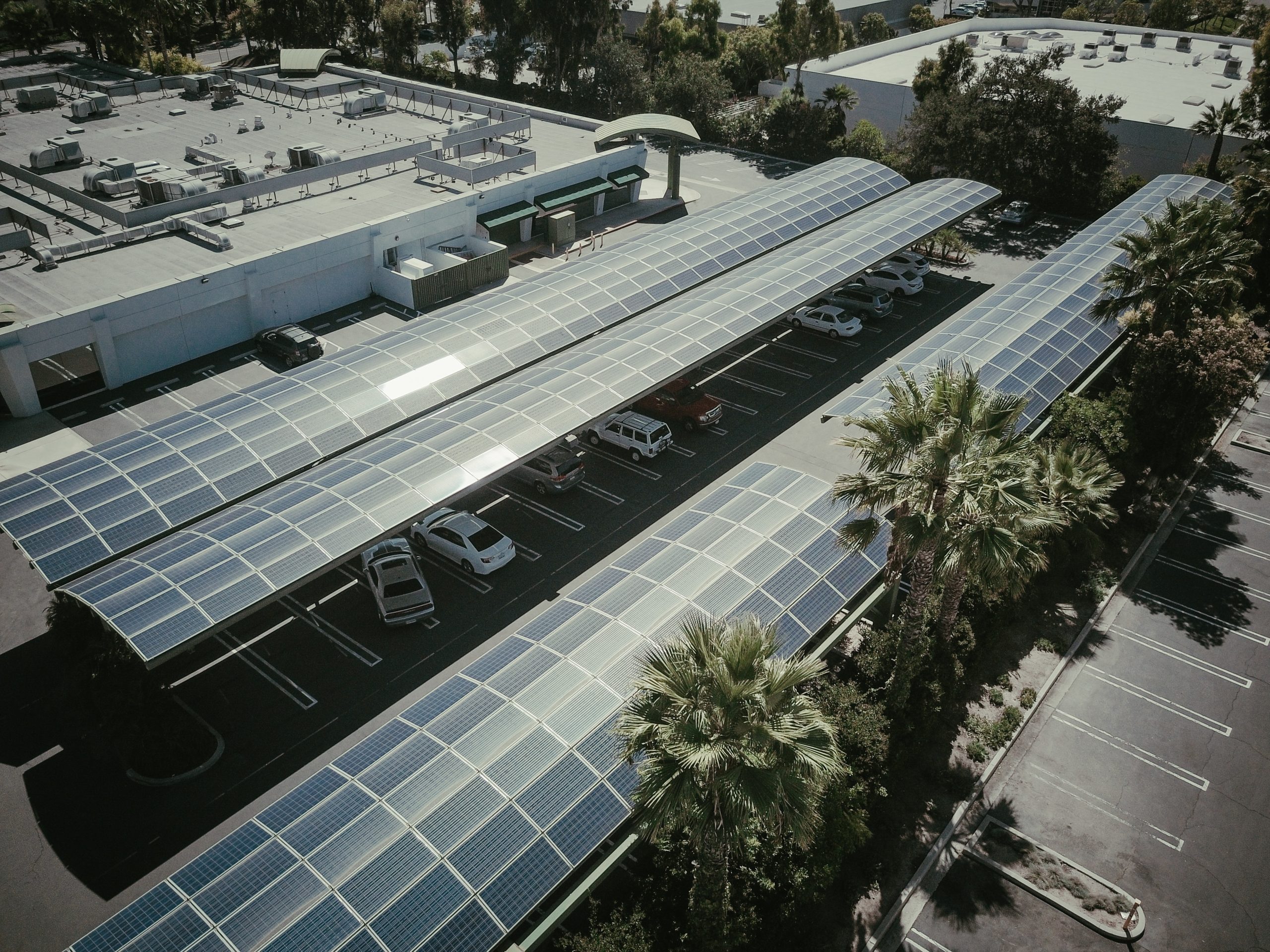 Solar Panels over a parking lot - clean energy